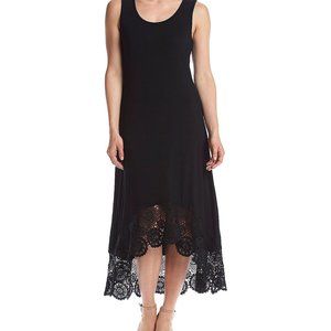 CUPIO Black Crochet Detail High Low Summer Dress Large